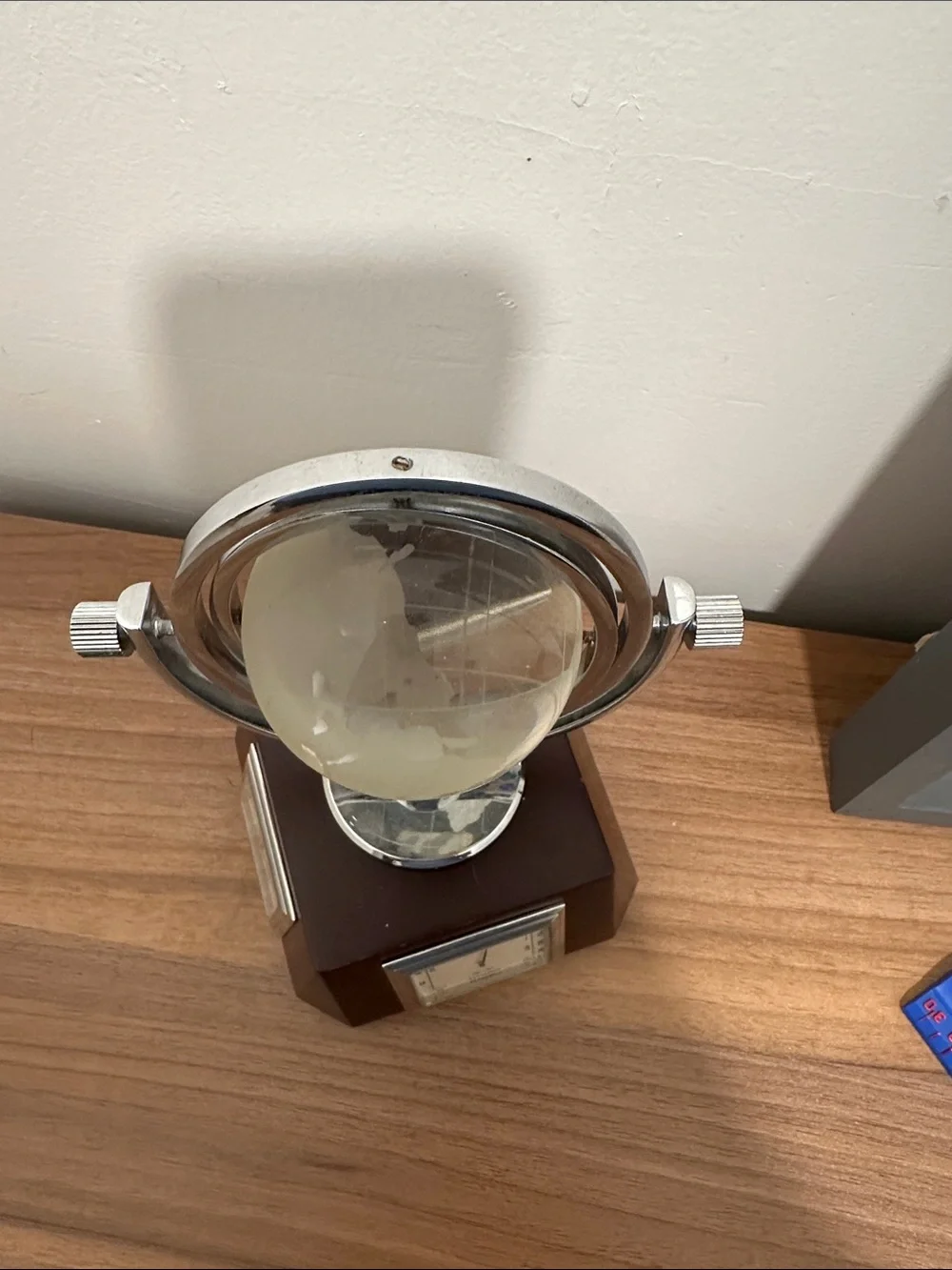 Decorative Globe Clock Accent in Brown and Silver